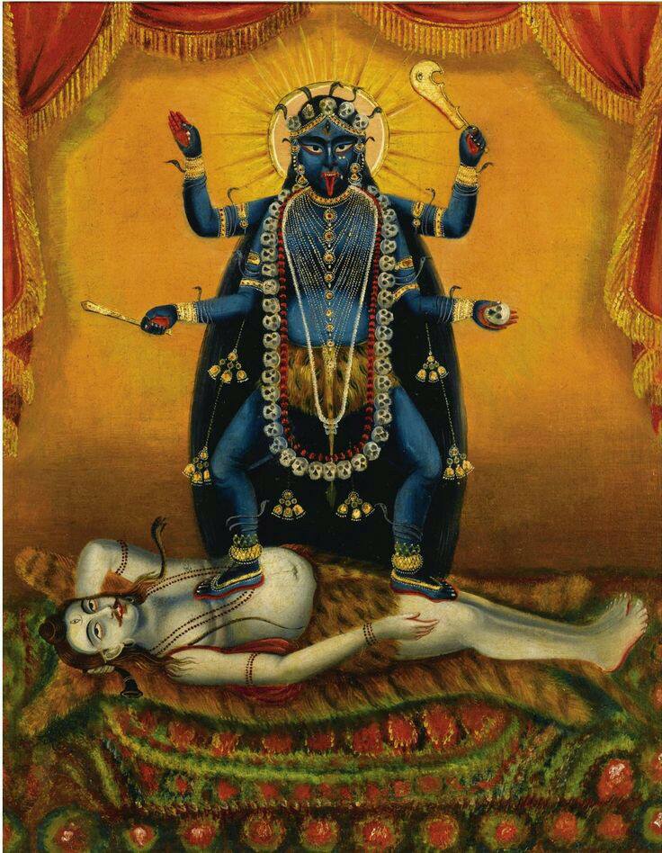 Shiva, consciente, sostiene a Chinnamasta, la Kundalini encarnada de El Shivaismo de Cachemira