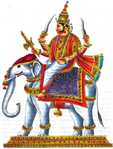 Indra es el dios principal de la religión védica y señor de los cielos. Es considerado el dios de la guerra, la tormenta y el rayo.