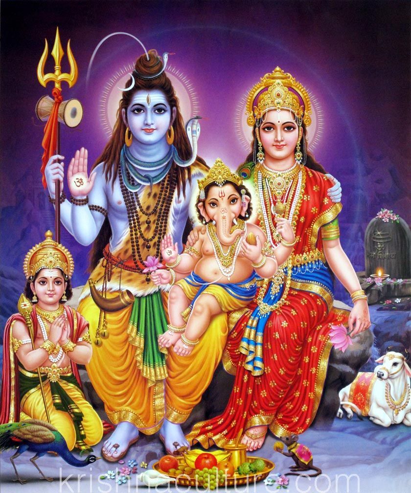 Shiva, Parvati, Kartikeya y Ganesha
