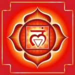 Chakra Muladhara, simbolizado por una flor de loto con cuatro pétalos y el color rojo