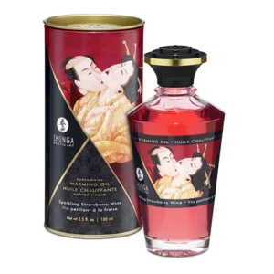 Aceite de masaje Sparling Strawberry Wine (Cava de fresa) efecto calor de Shunga de 100ml