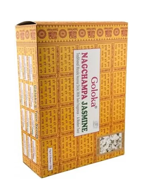 Incienso-Goloka-Nag-Champa-con-Jazmin-Agarbatti-Masala-hecho-a-mano-en-Bangalore-unidad-de-15g-Contenido-ofrecido-por-INCIENSOSHOP