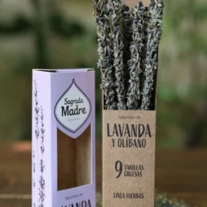 Incienso o sahumerio Lavanda y Olíbano de Sagrada Madre linea hierbas hecho a mano en argentina con amor unidad de 21g