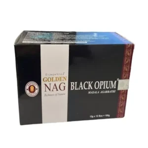 Incienso Black Opium Golden Nag de Vijayshree orgánico Agarbati Masala en caja 12 uds 15g