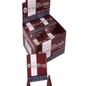 Conos de incienso Piramidal Seven Chakras Masala tradicionales y organicos de la gama Golden Nag de Vijayshree en caja de 12 uds de 15g