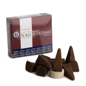 Conos de incienso Piramidal Seven Chakras Masala tradicionales y organicos de la gama Golden Nag de Vijayshree uds de 15g