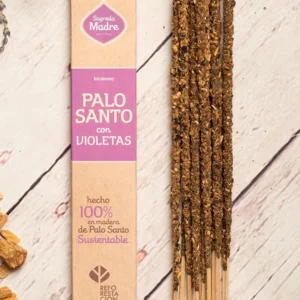Incienso o sahumerio Palo Santo con Violetas de Sagrada Madre unidad de 20g