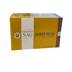 Incienso Amber Musk Golden Nag de Vijayshree orgánico Agarbati Masala en caja de 12 uds de 15g