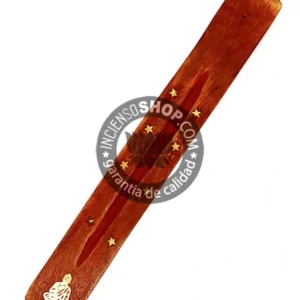 Bandeja porta incienso de madera natural motivo espiritual