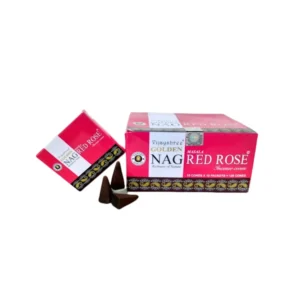 Conos de incienso Piramidal de Red Rose Masala tradicionales y organicos de la gama Golden Nag de Vijayshree en uds de 15g