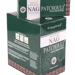 Incienso dhoop stick Pachouli Golden Nag Masala orgánico de Vijayshree en caja de 12 uds de 15g