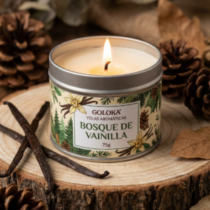 Vela Aromática en Lata de Bosque de Vainilla de Goloka 75g