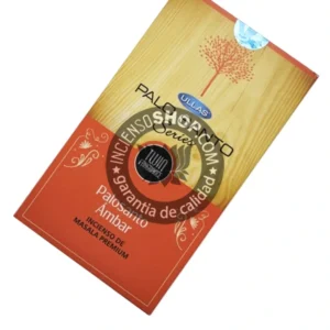 Incienso de Palo Santo con Ambar organico de Ullas Agarbatti Masala hecho a mano en caja de 12 uds de 15g